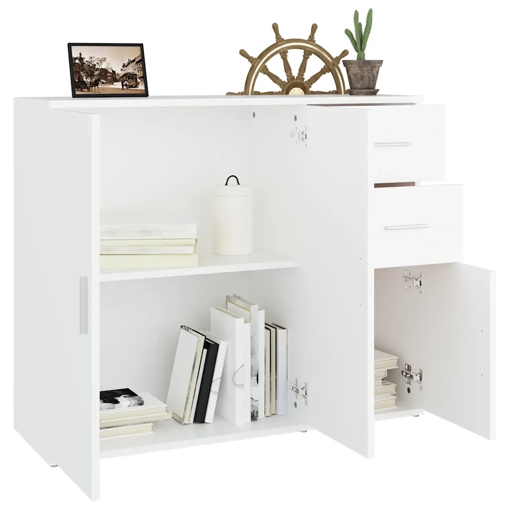 Credenza Bianca 91x29,5x75 cm in Legno Multistrato 823269