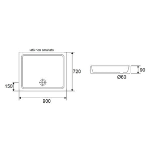 PIATTO DOCCIA ERA 90X72XH11CM IN CERAMICA