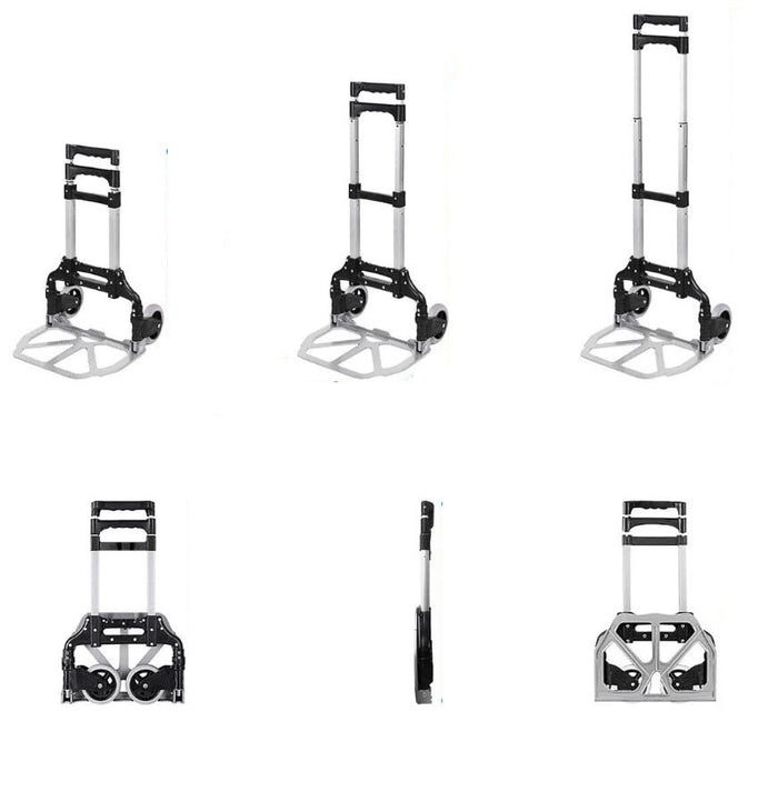 Fenixshop24 Carrello da trasporto pieghevole con struttura in alluminio per carichi fino a 75 Kg - ruote scorrevoli - manico telescopico
