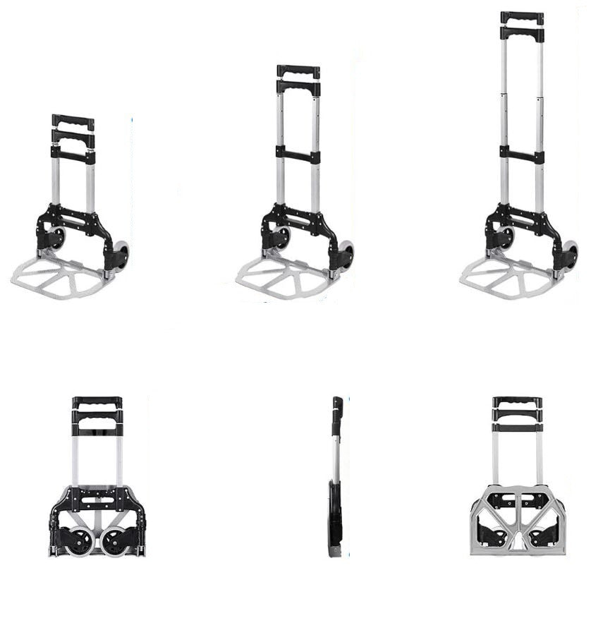 Fenixshop24 Carrello da trasporto pieghevole con struttura in alluminio per carichi fino a 75 Kg - ruote scorrevoli - manico telescopico