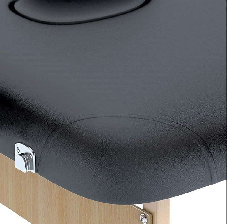 FENIXSHOP24 LETTINO MASSAGGIO IN LEGNO 2 ZONE - LETTINO MASSAGGI,LETTINO ESTETISTA FISIOTERAPIA,TATTOO,PORTATILE RICHIUDIBILE COD-05(NERO)