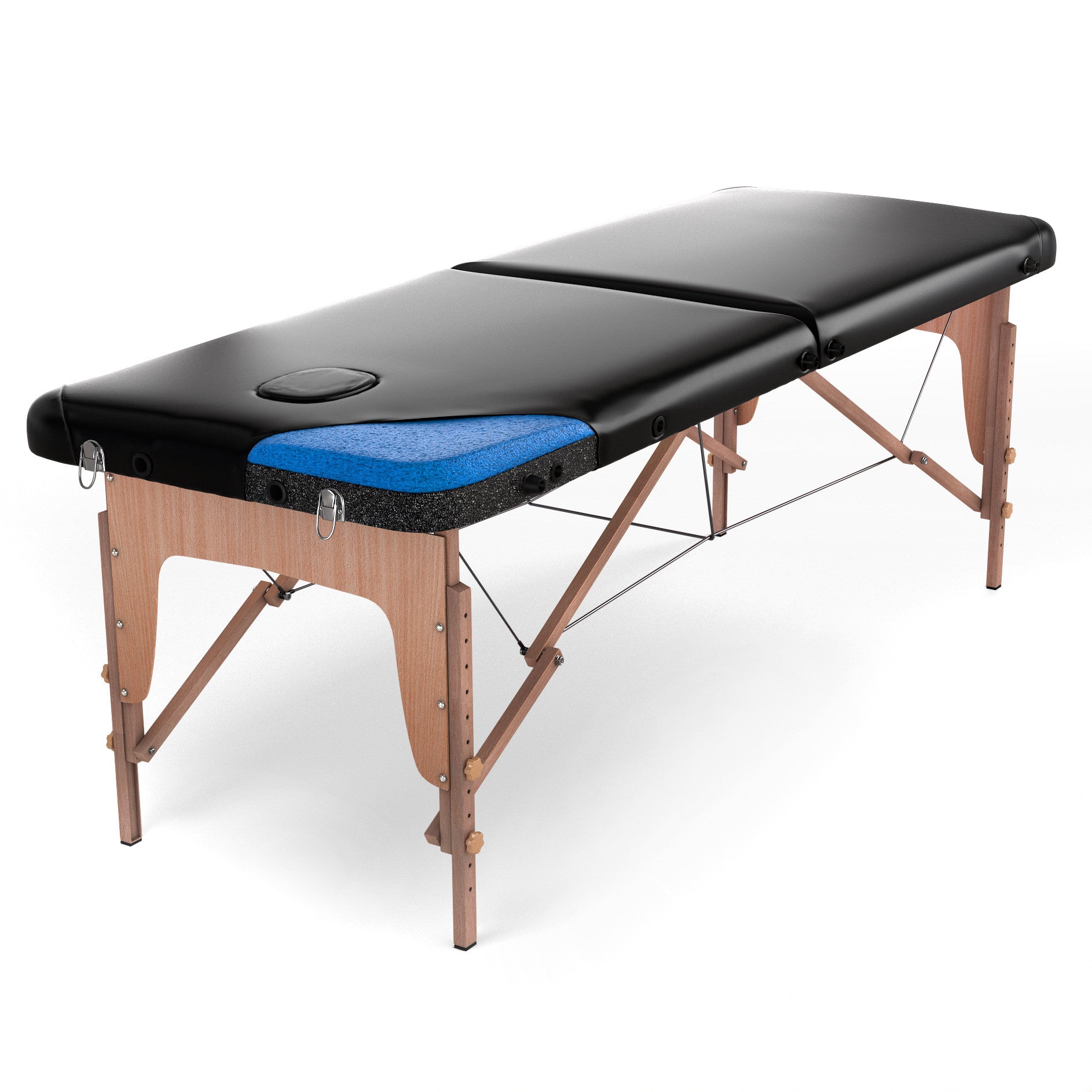 FENIXSHOP24 LETTINO MASSAGGIO IN LEGNO 2 ZONE - LETTINO MASSAGGI,LETTINO ESTETISTA FISIOTERAPIA,TATTOO,PORTATILE RICHIUDIBILE COD-05(NERO)