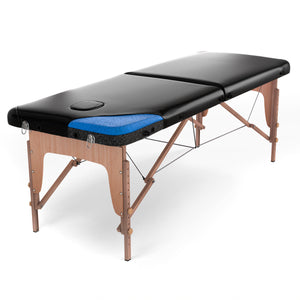 FENIXSHOP24 LETTINO MASSAGGIO IN LEGNO 2 ZONE - LETTINO MASSAGGI,LETTINO ESTETISTA FISIOTERAPIA,TATTOO,PORTATILE RICHIUDIBILE COD-05(NERO)