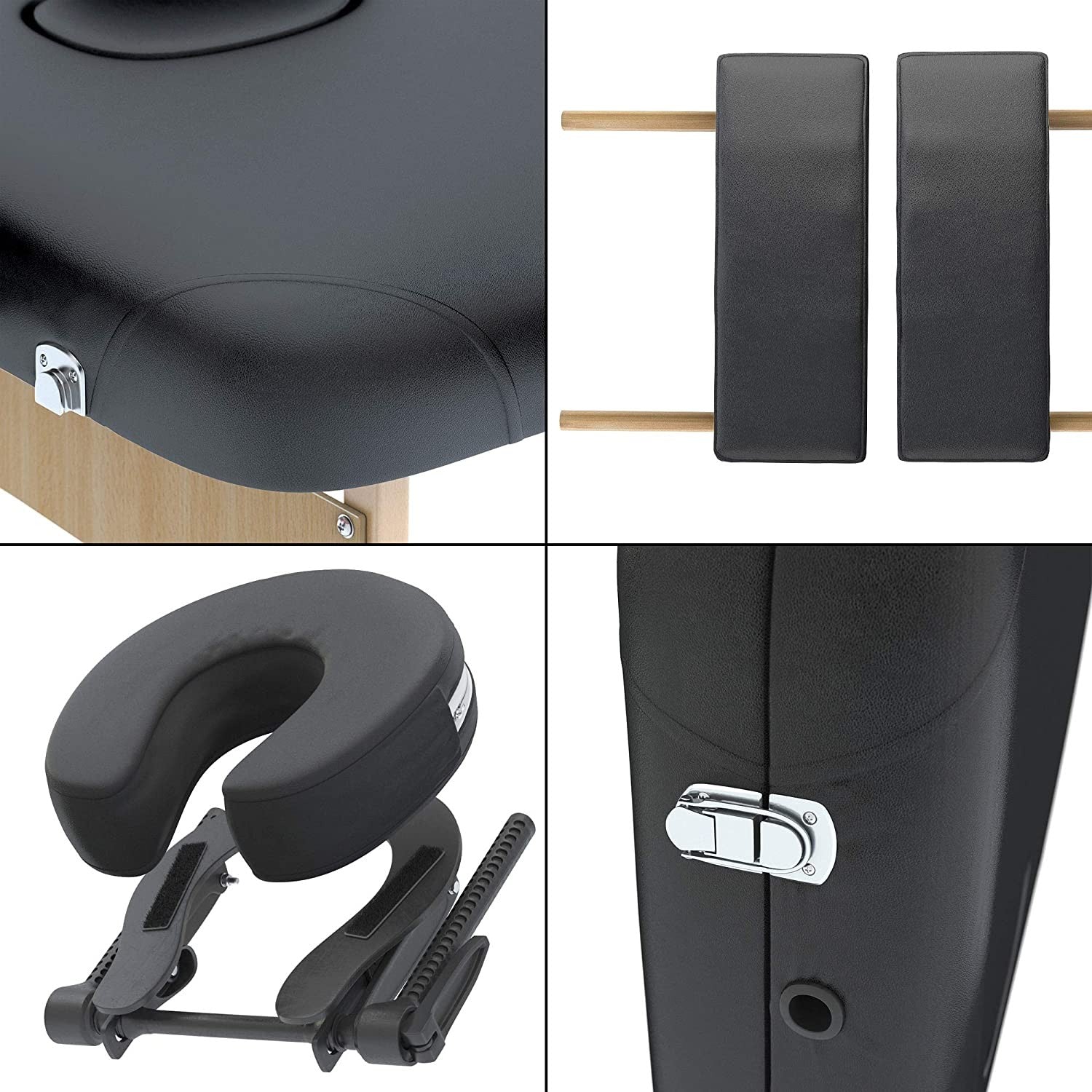 FENIXSHOP24 LETTINO MASSAGGIO PROFESSIONALE 2 ZONE - LETTINO MASSAGGI,LETTINO ESTETISTA FISIOTERAPIA,TATTOO, IN LEGNO PORTATILE RICHIUDIBILE COD-12 (NERO)