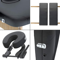 FENIXSHOP24 LETTINO MASSAGGIO PROFESSIONALE 2 ZONE - LETTINO MASSAGGI,LETTINO ESTETISTA FISIOTERAPIA,TATTOO, IN LEGNO PORTATILE RICHIUDIBILE COD-12 (NERO)