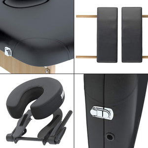 FENIXSHOP24 LETTINO MASSAGGIO PROFESSIONALE 2 ZONE - LETTINO MASSAGGI,LETTINO ESTETISTA FISIOTERAPIA,TATTOO, IN LEGNO PORTATILE RICHIUDIBILE COD-12 (NERO)