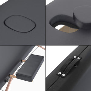 FENIXSHOP24 LETTINO MASSAGGIO PROFESSIONALE 2 ZONE - LETTINO MASSAGGI,LETTINO ESTETISTA FISIOTERAPIA,TATTOO, IN LEGNO PORTATILE RICHIUDIBILE COD-12 (NERO)