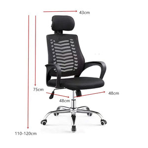 FENIXSHOP24 Poltrona/Sedia Ufficio Ergonomica Lombare Schienale Reclinabile a Rete Traspirante con Braccioli e Poggiatesta a Ruote Girevoli Nera FC-9080