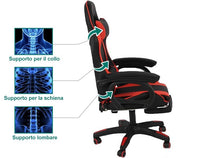 FENIXSHOP24 Sedia/Poltrona Gaming Ergonomica Reclinabile con Poggiapiedi Poggiatesta e Supporto Lombare Braccioli X Gamer da Scrivania con Ruote Girevoli HLD-920 (ROSSO)