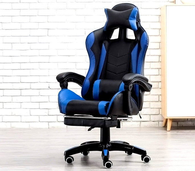 FENIXSHOP24 Sedia/Poltrona Gaming Ergonomica Reclinabile con Poggiapiedi Poggiatesta e Supporto Lombare Braccioli X Gamer da Scrivania con Ruote Girevoli HLD-920 (BLU)