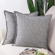 Set di 2 copri cuscino in lino poliestere morbidi decorativi per divano camera da letto copri cuscino grigio 45x45 cm quadrato
