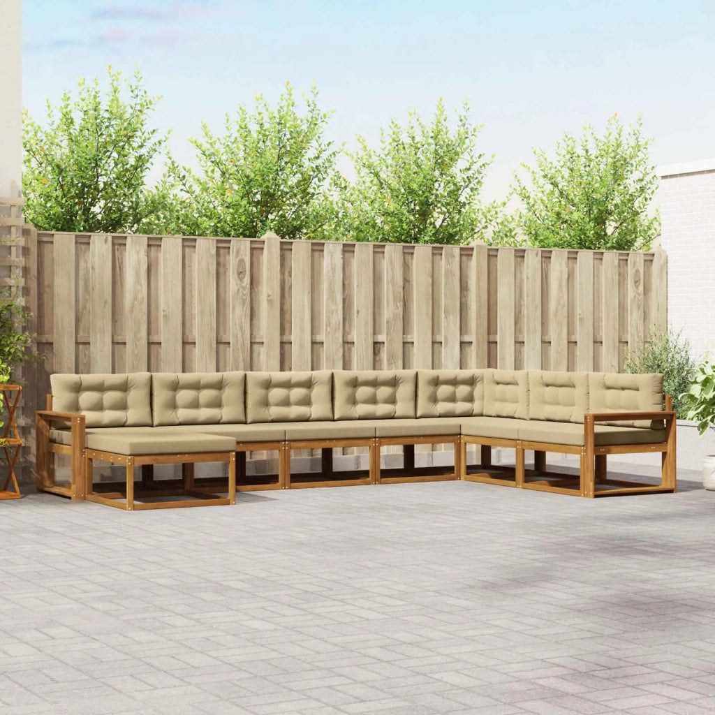 Set di divani da esterno con cuscino 8 pcs Naturale e Beige