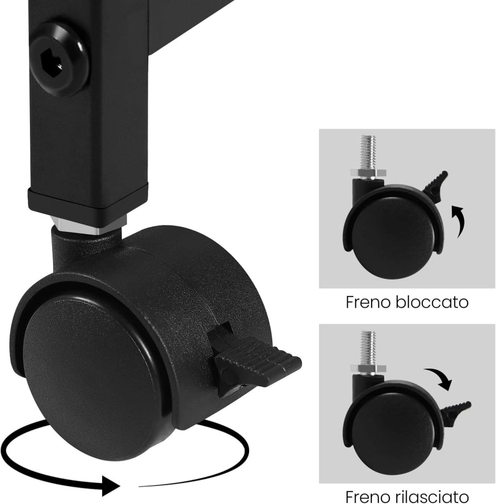 Tavolino da Salotto a 3 Ripiani, Tavolino Divano con Rotelle, Vassoio Rimovibile e Piedini, Mobiletto per Soggiorno, Camera da Letto, in Legno e Metallo, Legno Vintage e Telaio Nero