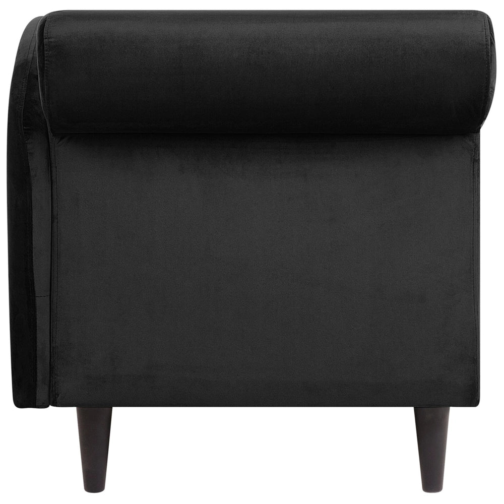 Chaise longue Rivestimento in velluto Nero con contenitore a versione sinistra con supporto