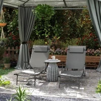 Set 2 Sdraio da Giardino Pieghevoli con Schienale Regolabile su 4 Livelli e Cuscino, Grigio