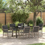 Set da Pranzo per Giardino 7 pcs Grigio chiaro polyrattan 3380243