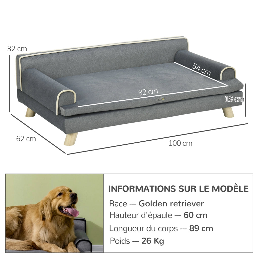 Divano per cani e gatti ¨C zephmum ¨C 100x62x32 cm grigio