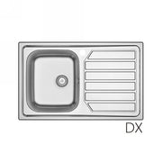 Lavello incasso in acciaio inox 80x50 cm gocciolatoio DX  - Cromo