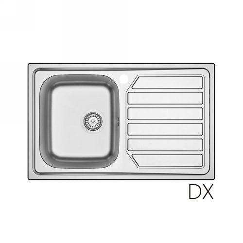 Lavello incasso in acciaio inox 80x50 cm gocciolatoio DX  - Cromo