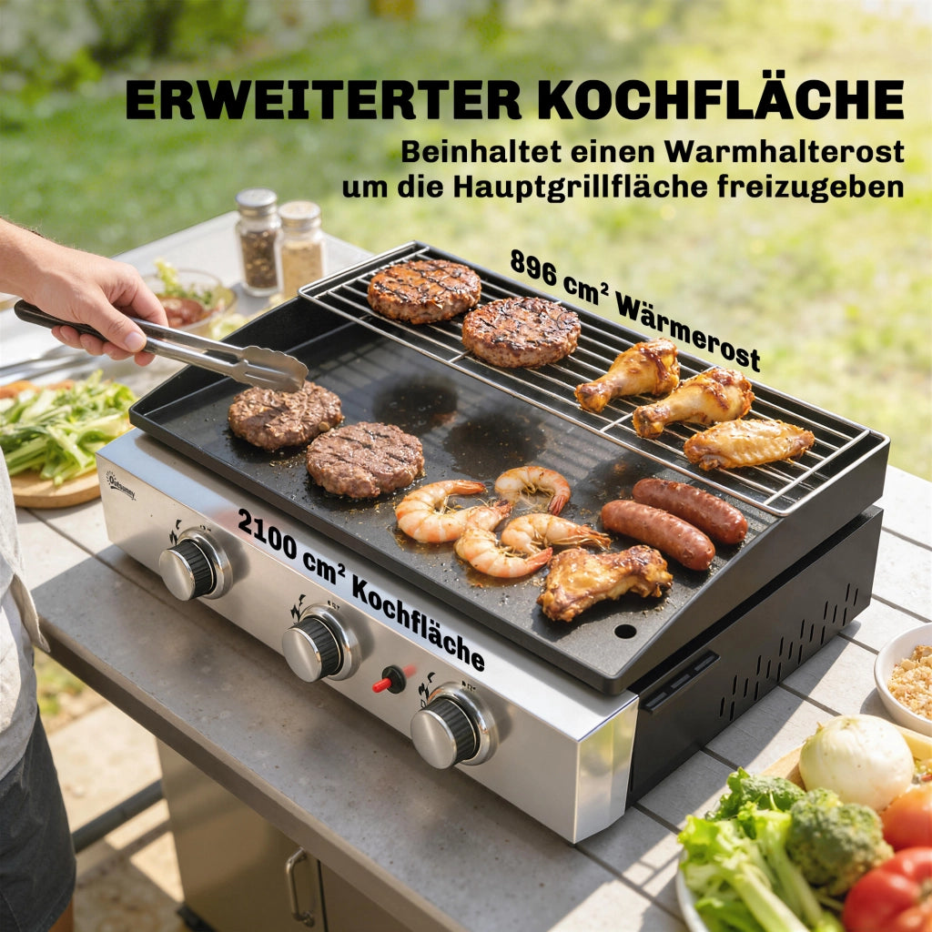 Grill a gas portatile da tavolo 7.5 KW ¨C zephmum ¨C 3 bruciatori griglia ceramica