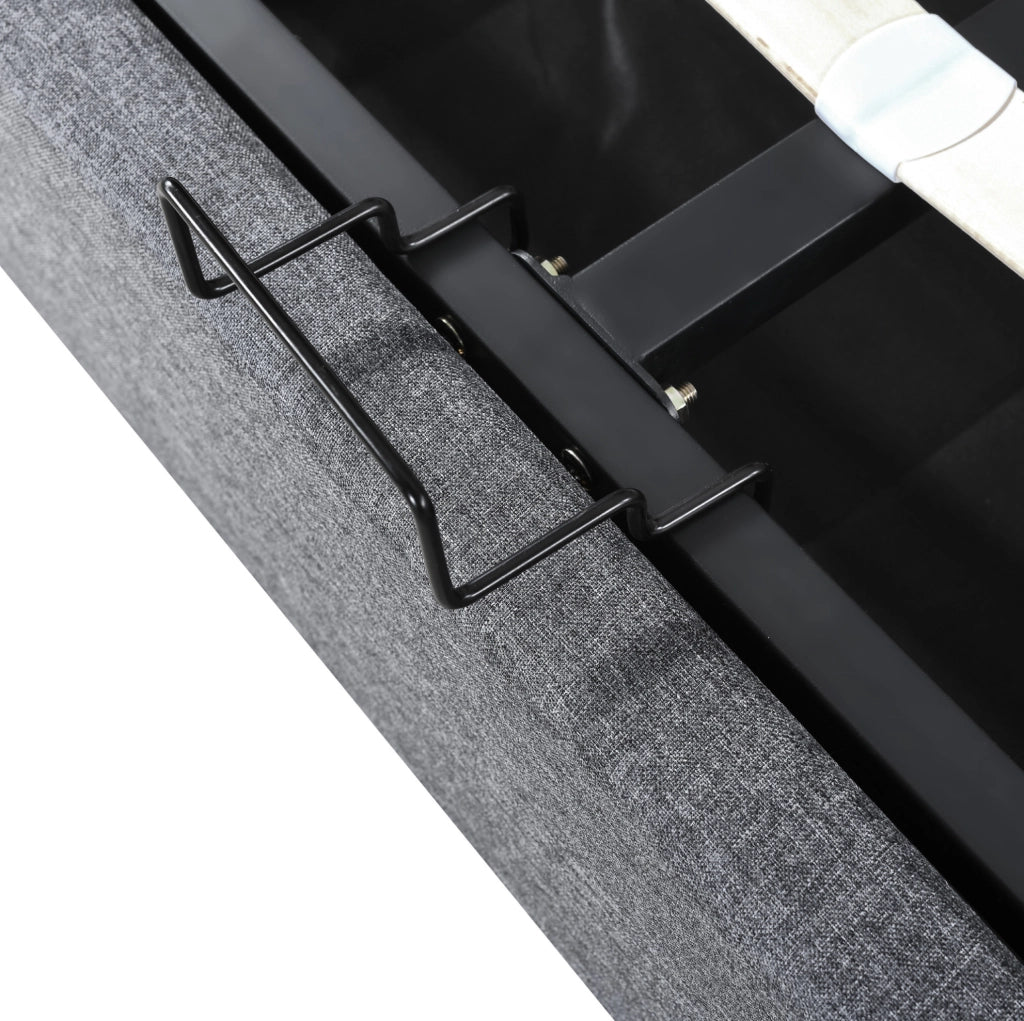 Letto matrimoniale 160x200 grigio con contenitore, LED app e ricarica USB-C
