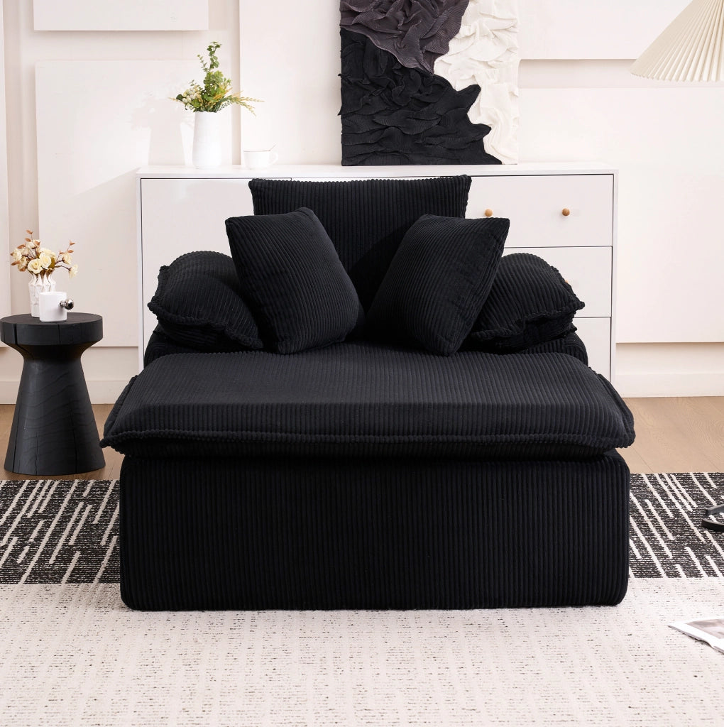 Divano 177x122x92 cm senza installazione; schienale ergonomico; in velluto a coste nero