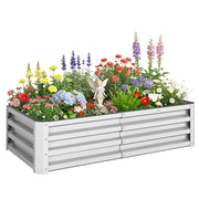 Orto rialzato da giardino rettangolare ¨C Xylo ¨C acciaio ondulato grigio argento 120x60x30,5 cm