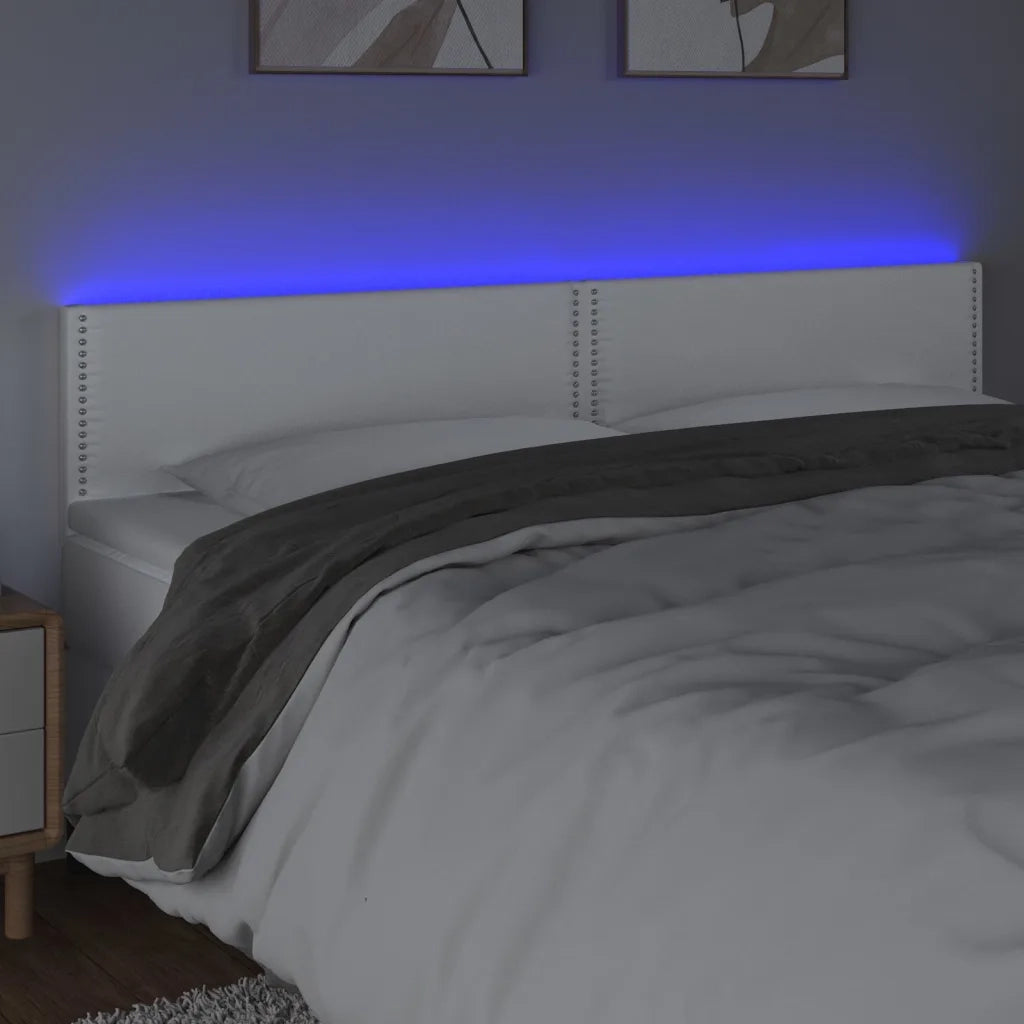 Testiera Bianca a LED-Testata-Testiera Decorativa 200x5x78/88 cm in Similpelle 262475