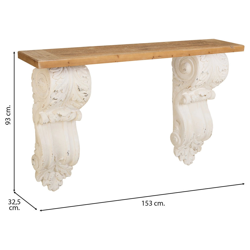 Mobile da ingresso in legno bianco 153x32,5x93h