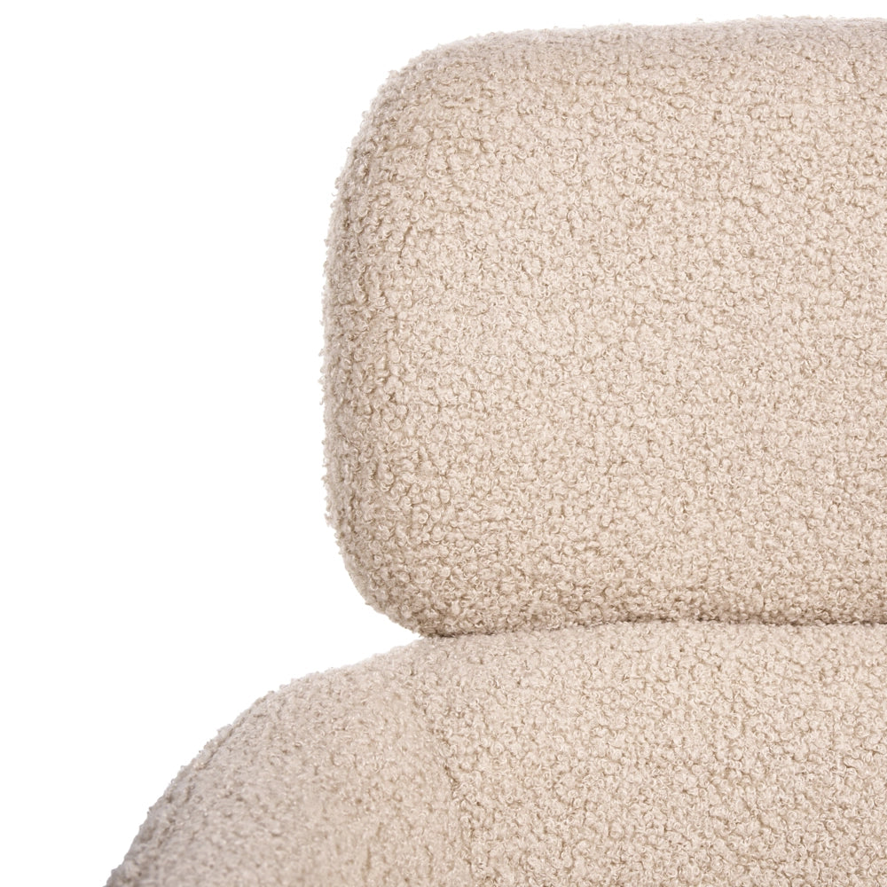 Sedia da Ufficio Girevole in Bouclé Beige Chiaro con Altezza Regolabile