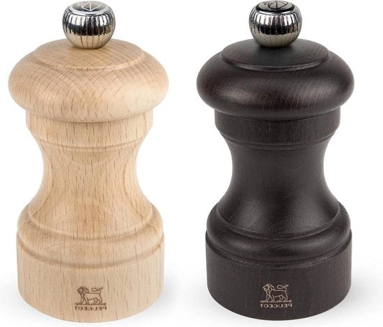 Set di macinacaffè a mano - Macchine da affilare adattabili - Legno di betulla - Cioccolato e naturale - 10 cm