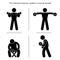 Set Manubri Palestra 30kg (8x2.5 kg, 4x1.5 kg), Pesi Palestra con 12 Dischi e 2 Manubri da 2 kg per Allenamento a Casa, Nero