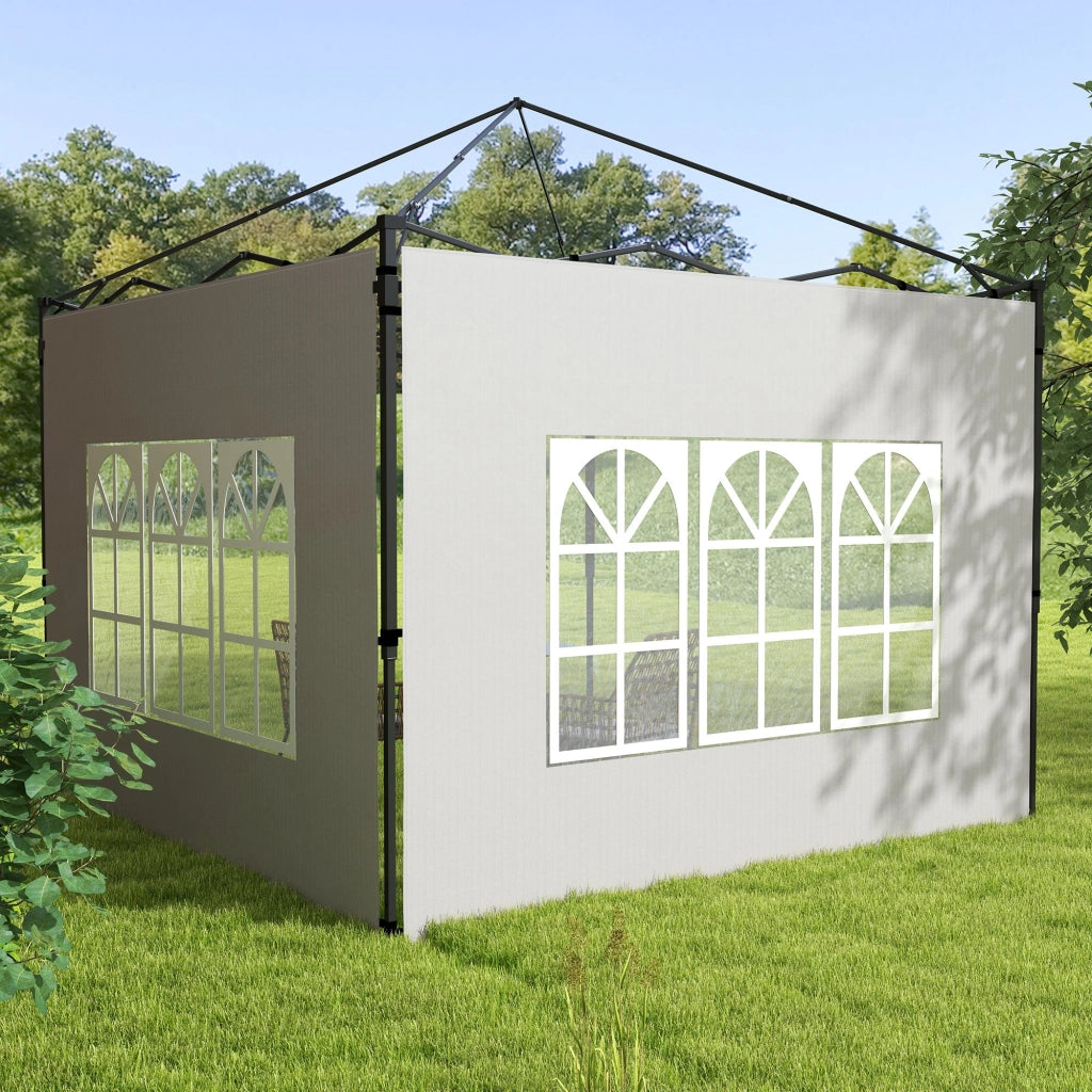Set Pareti Laterali per Gazebo 3x3m 3x6m ¨C zephmum ¨C Bianco 293x193 cm