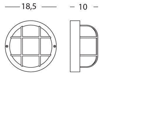 Plafoniera Ovale da Esterno 40W con Gabbia in Resina Sovil Nera