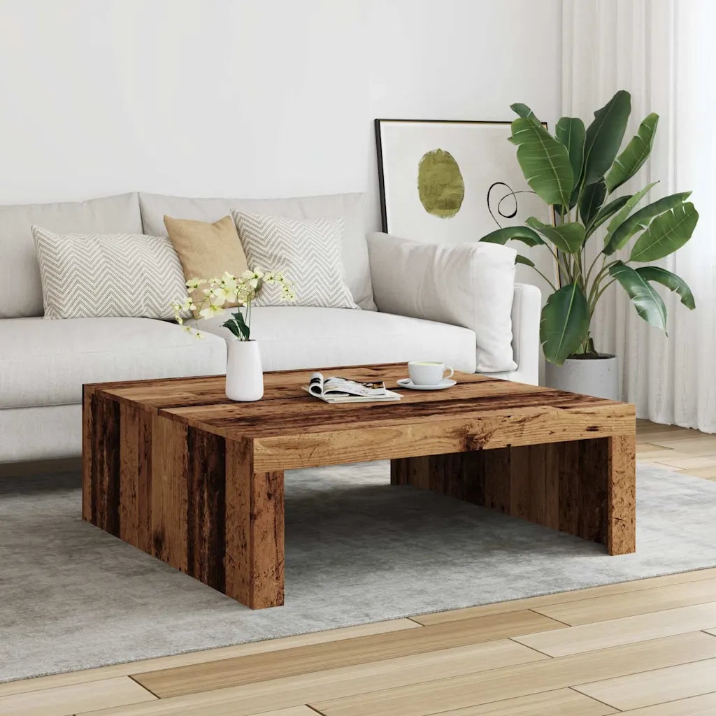 Tavolino Salotto Legno Antico 100x100x35 cm in Truciolato