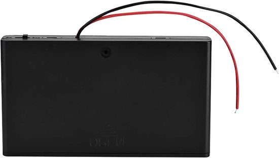 Borsa di Ricarica per Batterie AA 12 Volt - Supporto Portatile - Nero - Materiale ABS - 8 Pezzi - Coperchio e Interruttore - Ideale per l'Uso in Movimento