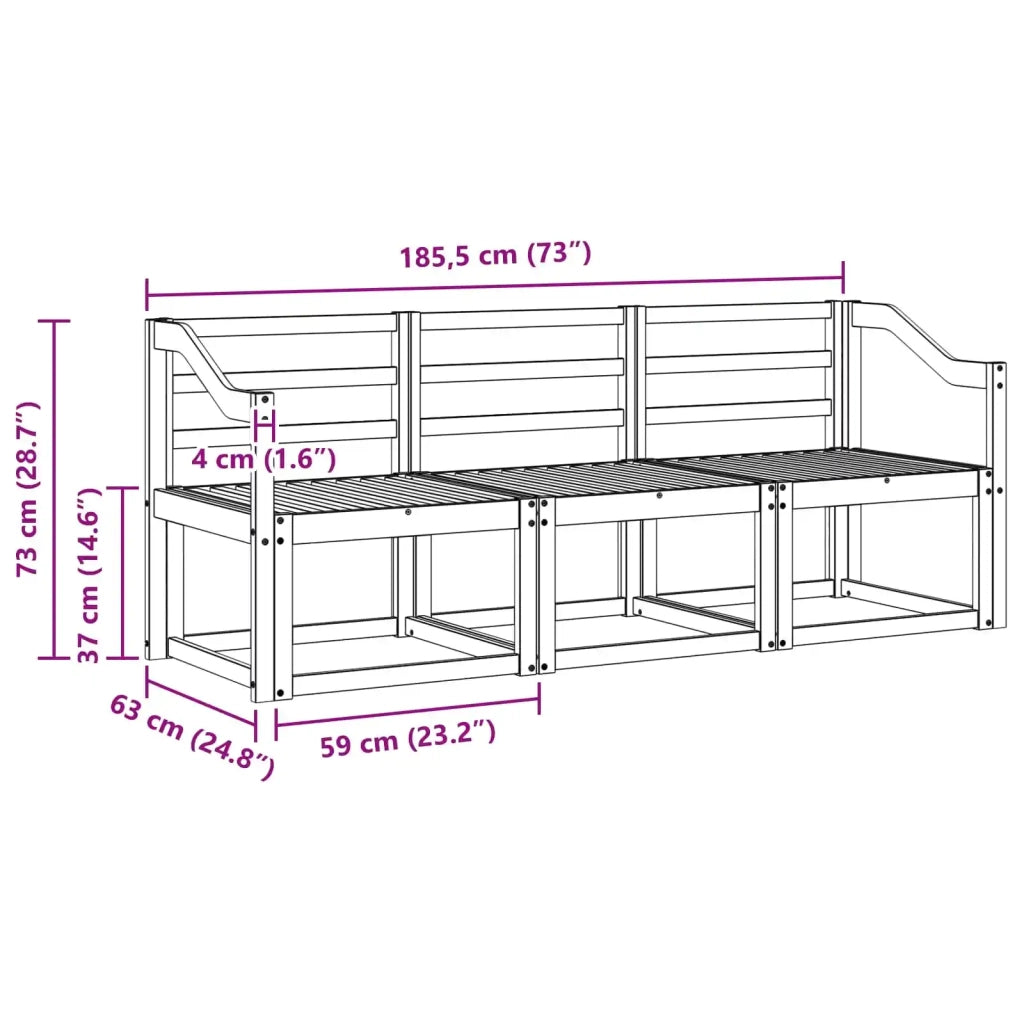 Set di divani da esterno 3 pcs Bianco 185,5 x 63 x 73 cm 3387188