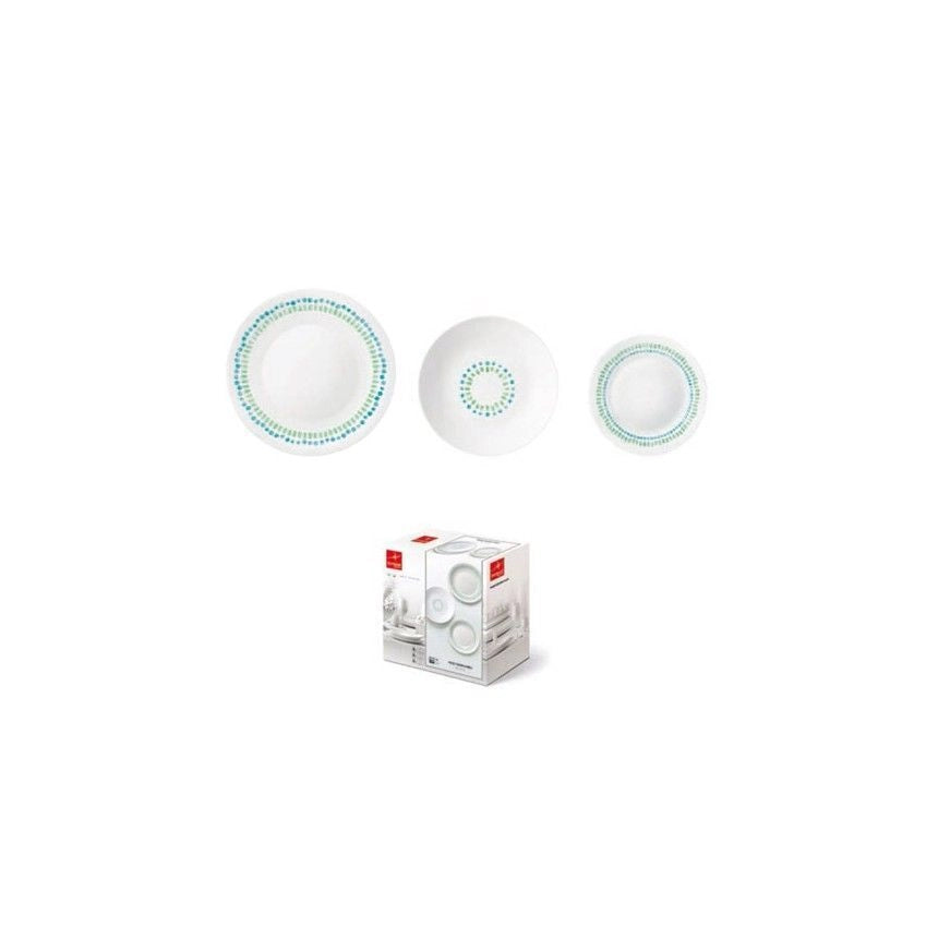 Bormioli Servizio di piatti per 6 persone 18 Pezzi Bianco Moon Mediterraneo