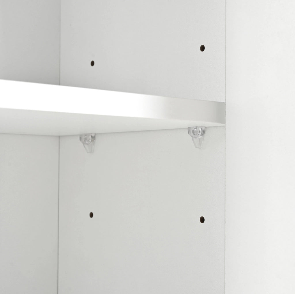 Scarpiera moderna bianca 80x25x96 cm con ante lucide; ripiani regolabili e LED multicolore