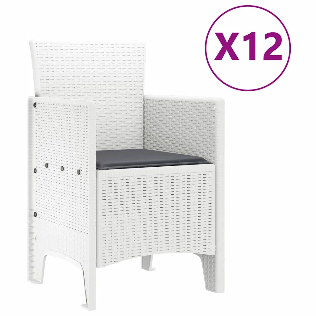 Set da Pranzo per Giardino con cuscino 13 pcs Bianco