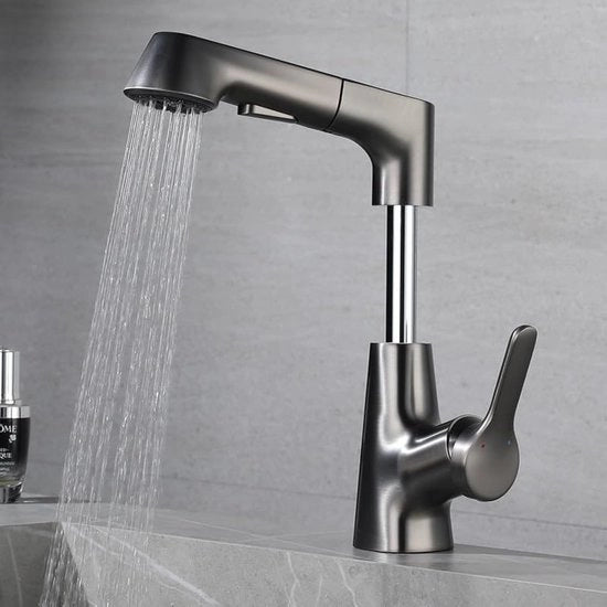 Uscitoio cucina estensibile, rubinetto cucina ad alta pressione con doccia, rubinetto cucina estensibile con doccia 360° girevole con 2 getti d'acqua, tubo 60cm, connessione G3/8.
