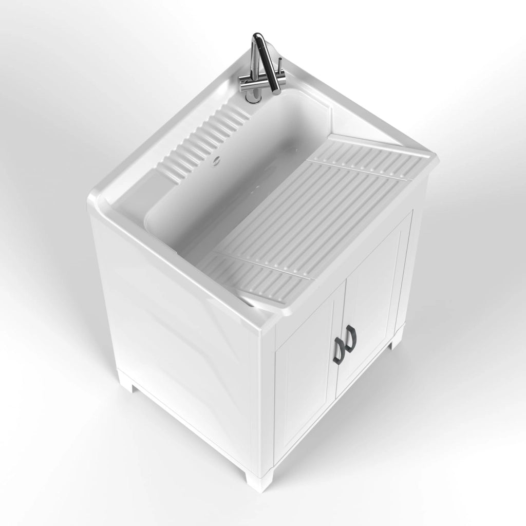 Mobile Lavatoio in PVC Bianco con Sifone 60 CMX50X85H