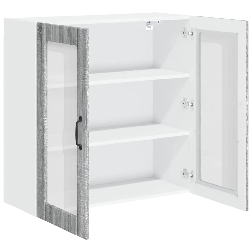 Pensile da cucina | Mobile in vetro da parete LUCCA Grigio Sonoma 80 x 31 x 80 cm