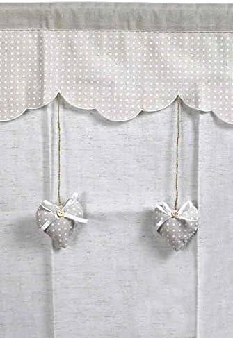 TENDA ARREDO CELINE 2 PEZZI DECORAZIONE CUORI 100% POLIESTERE 60 X 150 CM
