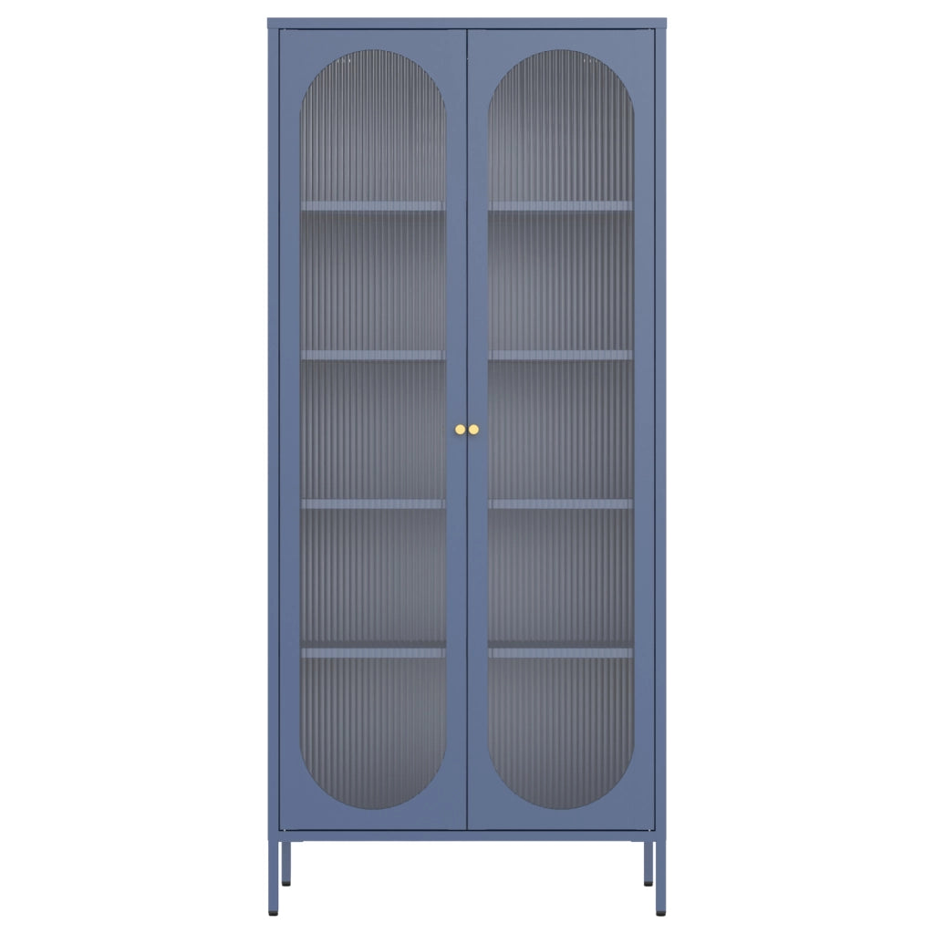 Armadio in metallo e vetro blu-grigio 180 cm YASMINE