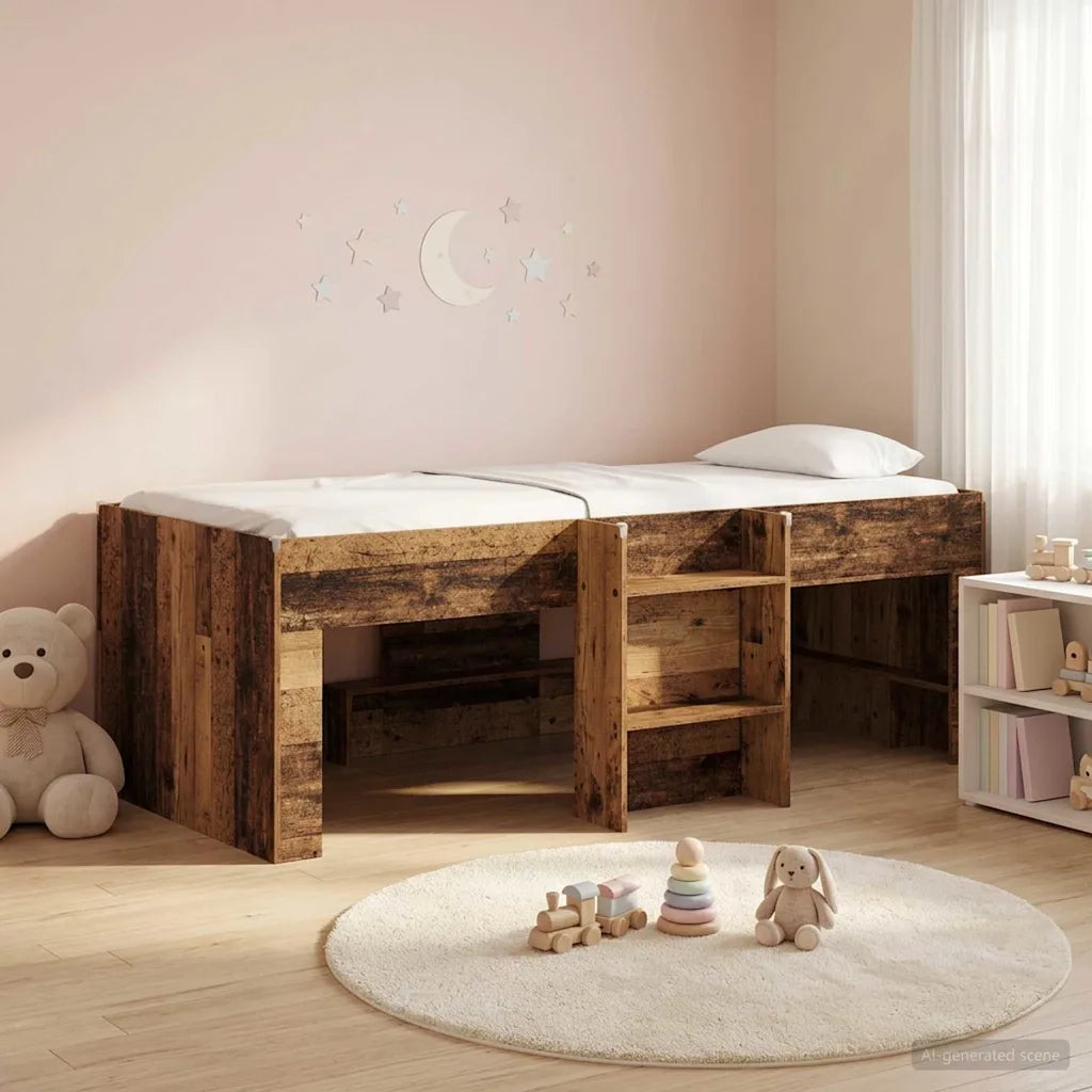 Letto Alto per Bambini 2 pcs Legno antico 90 x 190 cm