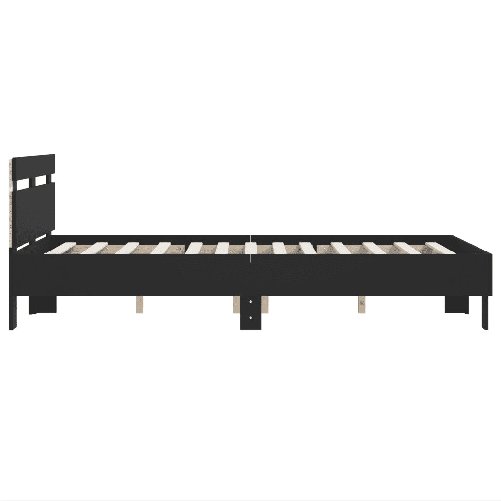 Giroletto con Testiera e LED-Struttura Letto con testiera Nero 120x200 cm