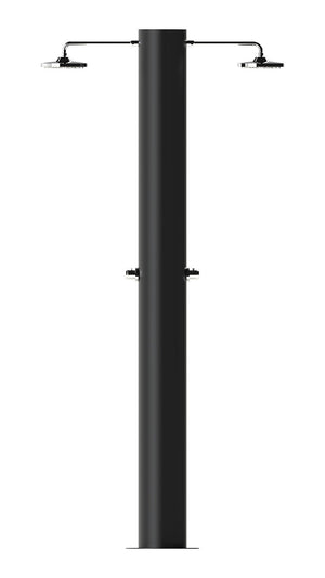 Doccia Solare da Giardino 70 L 2 Soffione Eco Rain e 2 Miscelatore Temporizzato Arno T2N Nero Opaco