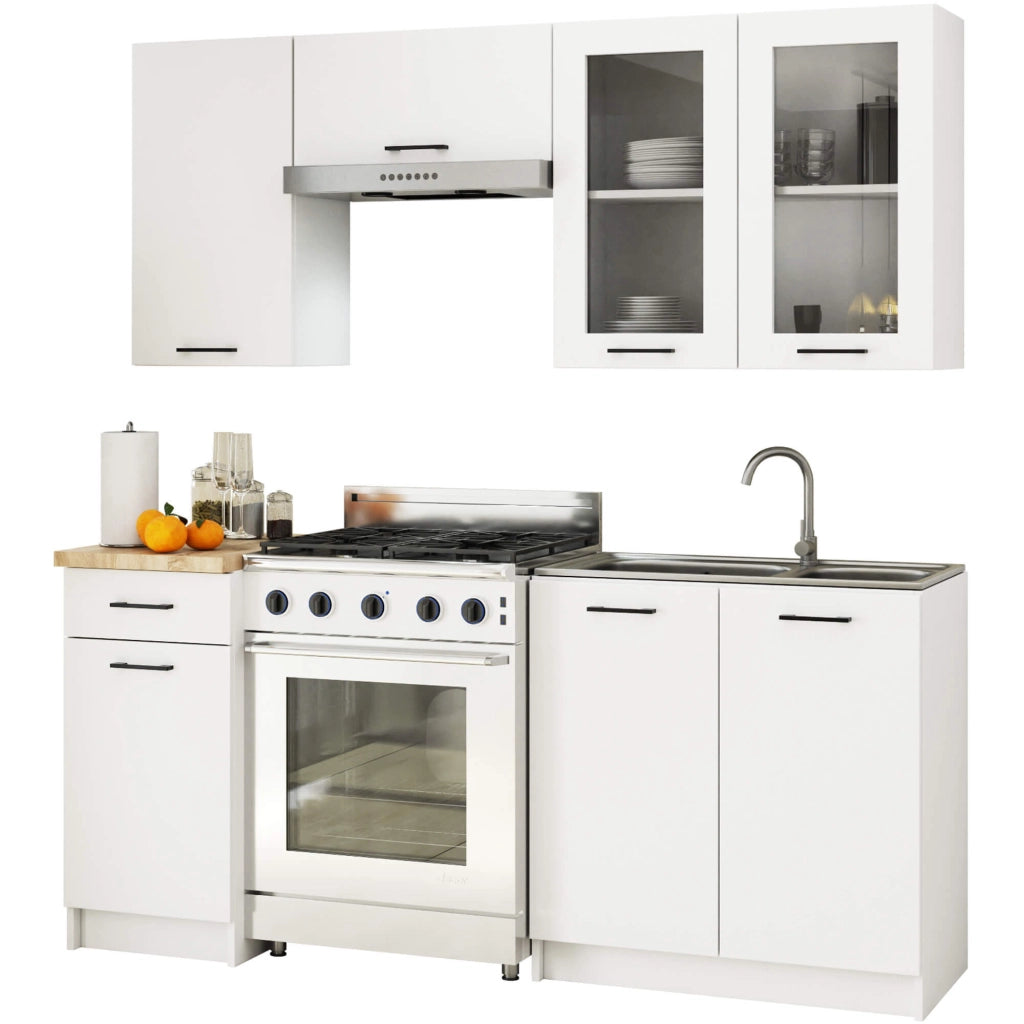 AKORD Set di Mobili da Cucina OLIWIA 180 cm Bianco 180 cm 7 porte 1 cassetto 180x46x203 cm