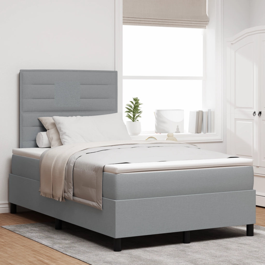 Letto Box Spring con Materasso & LED Grigio Chiaro 120x190 cm Tessuto